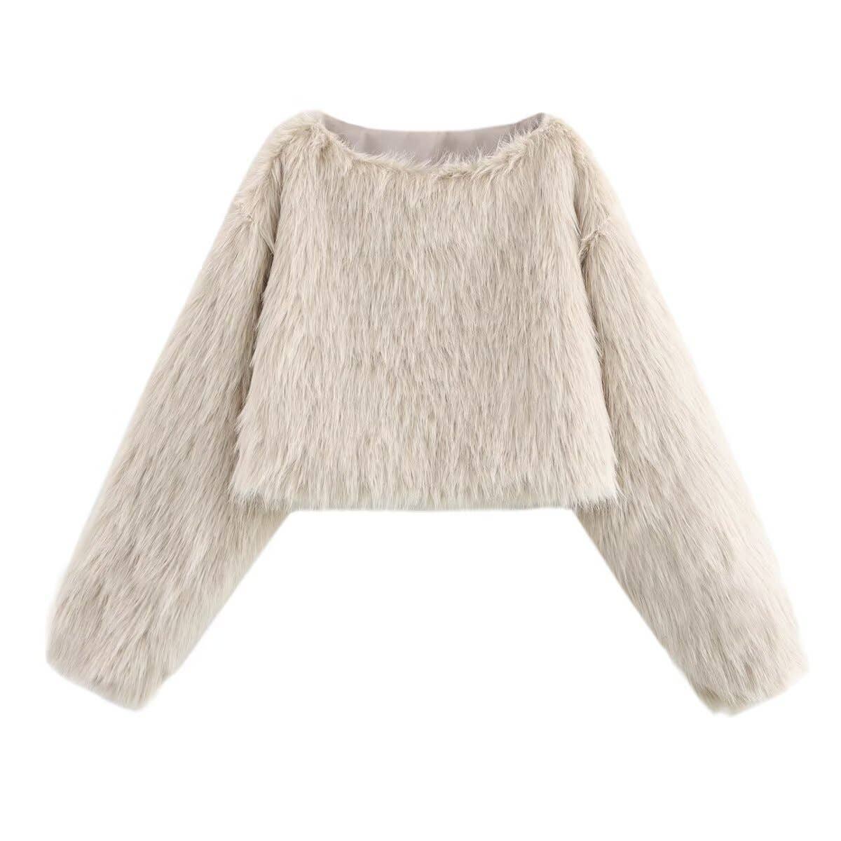 Fashion simple woolen long-sleeved sweatshirt