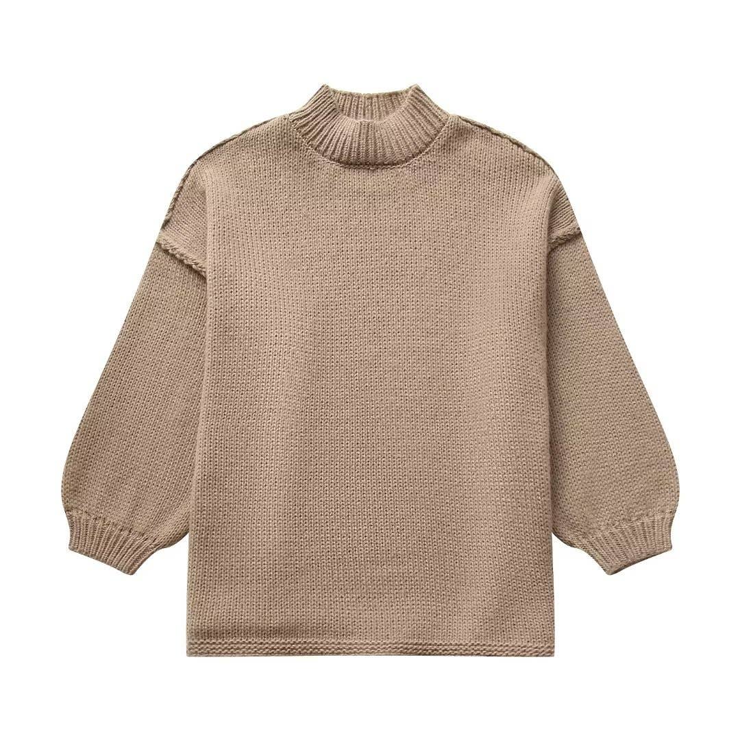 Simple and thin round-neck knitted sweater