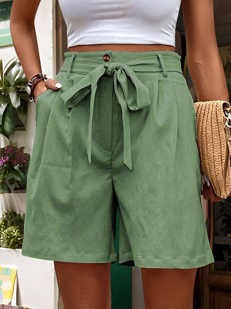 Simple Casual Drawstring Elastic Waist Shorts