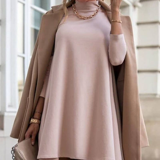 STYLISH LONG-SLEEVED HIGH-NECK LOOSE DRESS