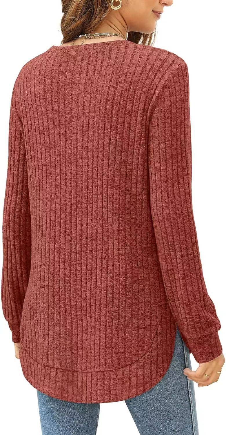 SOLID COLOR ROUND NECK LONG SLEEVE BRUSHED SHIRT