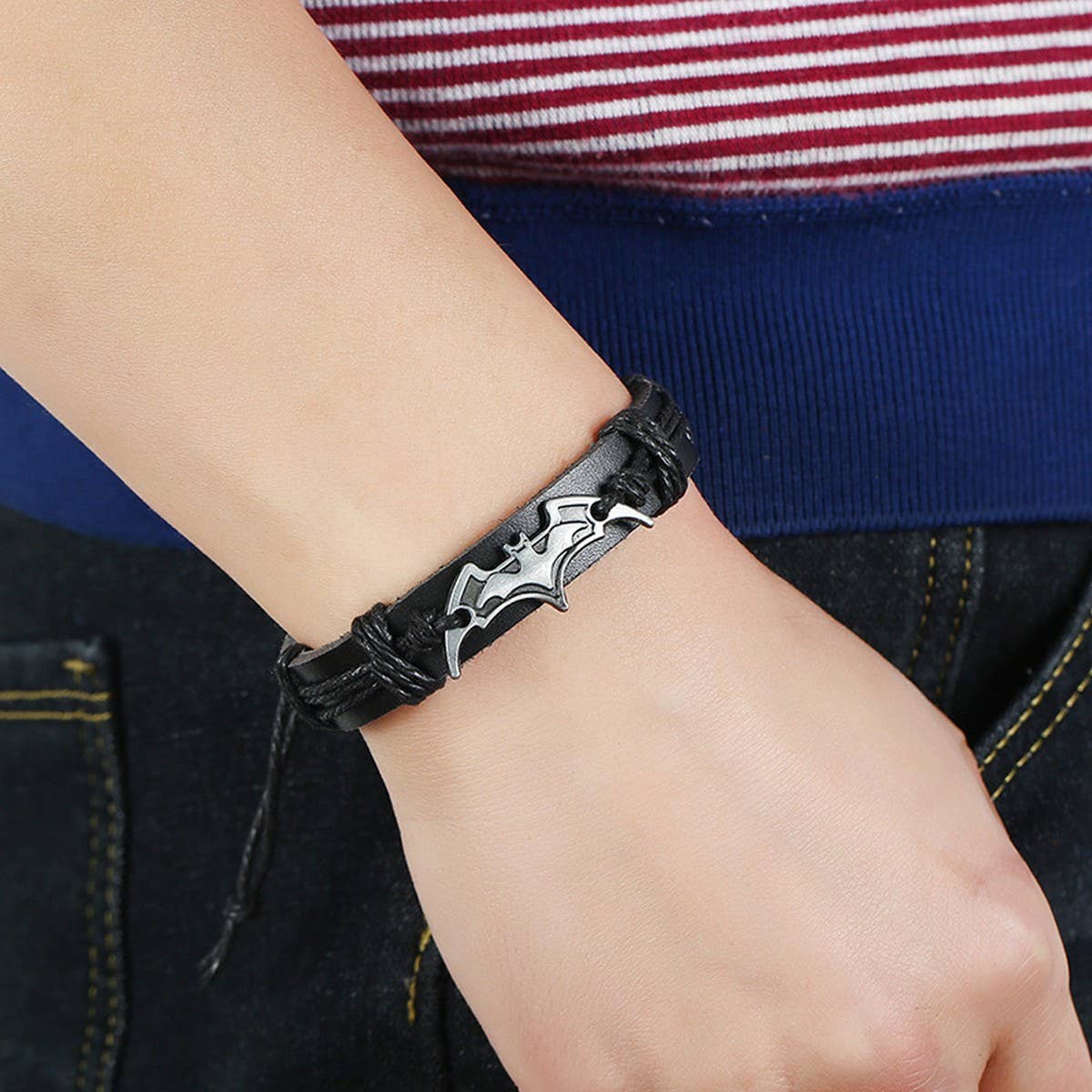 NEW CREATIVE BRAIDED COWHIDE ALLOY BRACELET