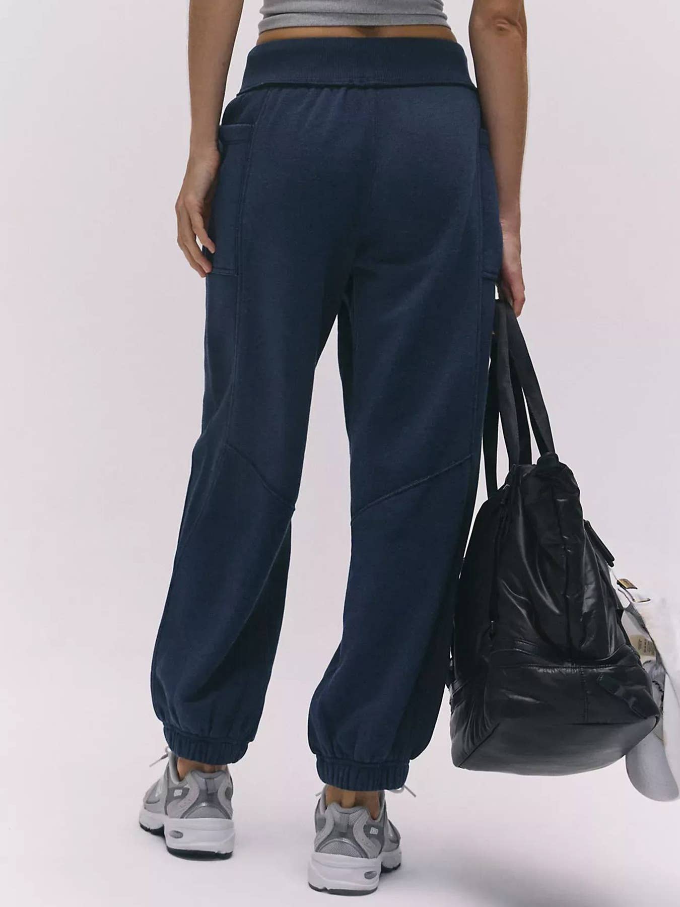 Spliced sports elastic waist guard pants