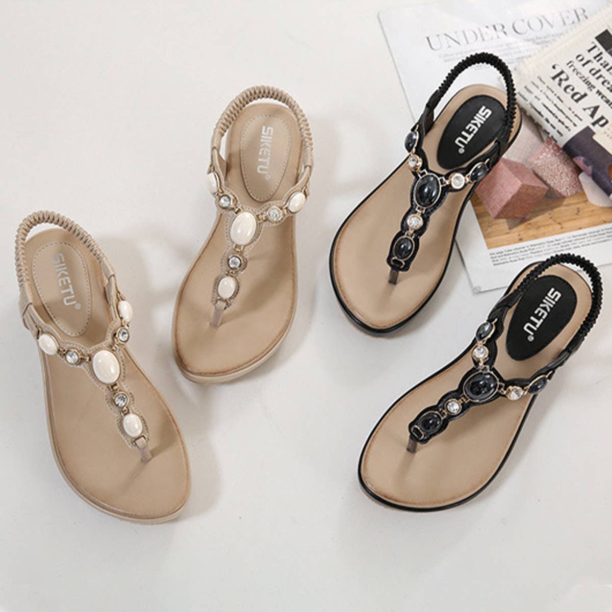 DIAMOND EMBELLISHED PLUS SIZE FLIP FLOP SANDALS