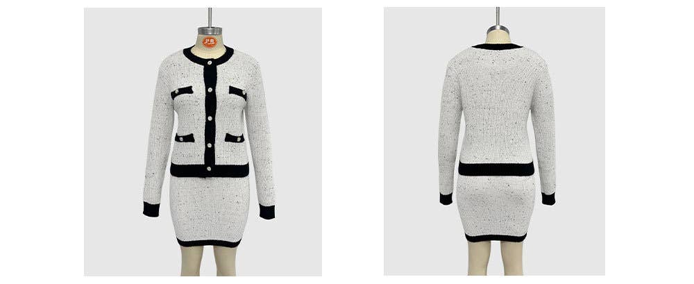 KNIT CARDIGAN POCKET BUTTON SMALL FRAGRANCE SUIT