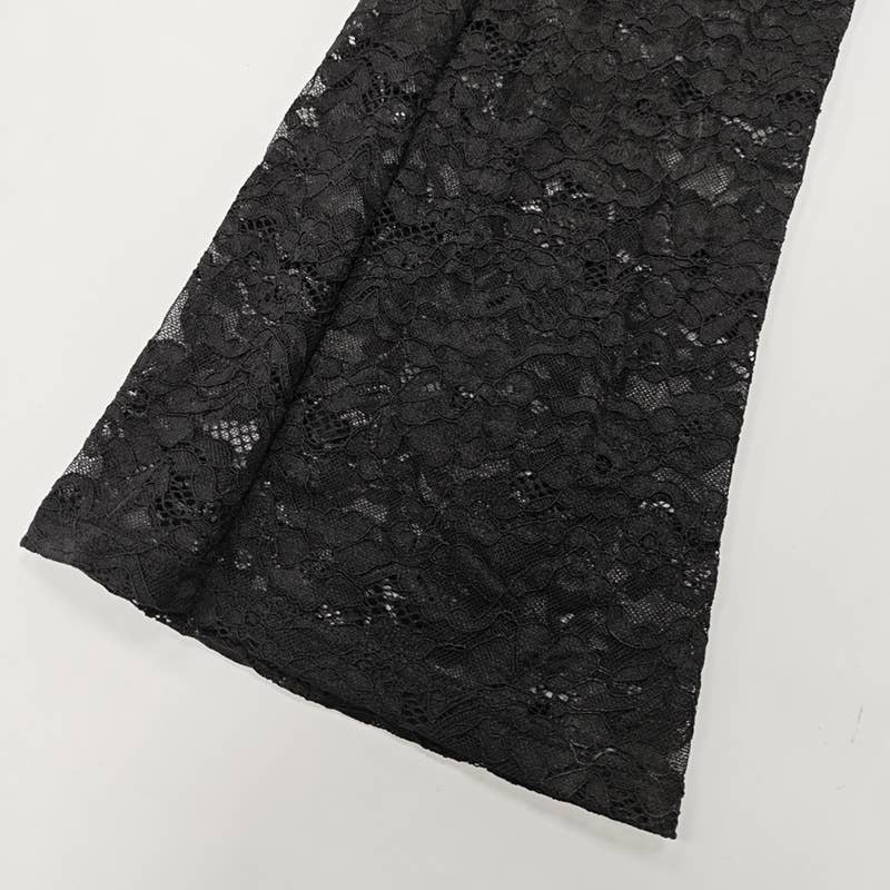 Lace patchwork see-through one-piece trousers