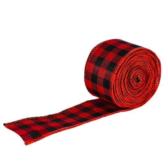 CWMM10205_PLAID CHRISTMAS RIBBON RED BLACK WHITE DECOR
