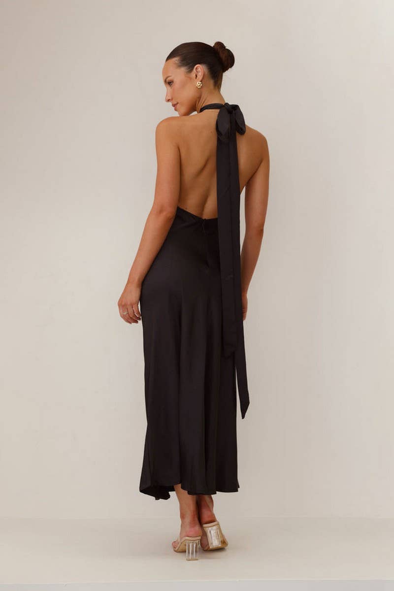 CWDHL0941_ELEGANT SATIN HALTER NECK SLIT MAXI DRESS