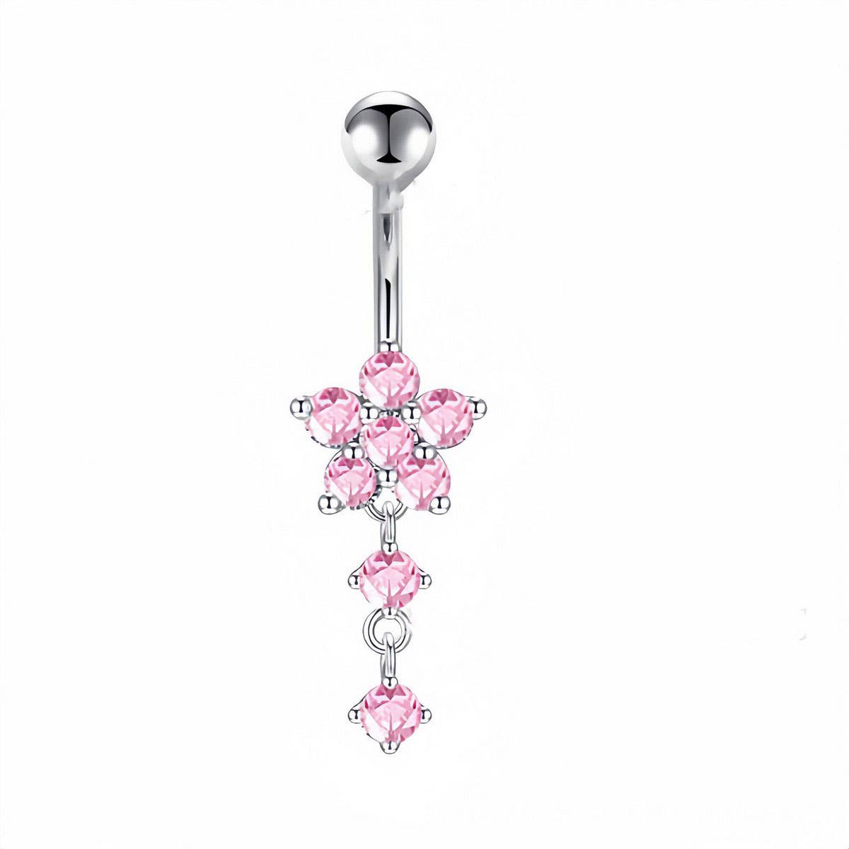 Flower CZ Belly Ring Hypoallergenic Piercing