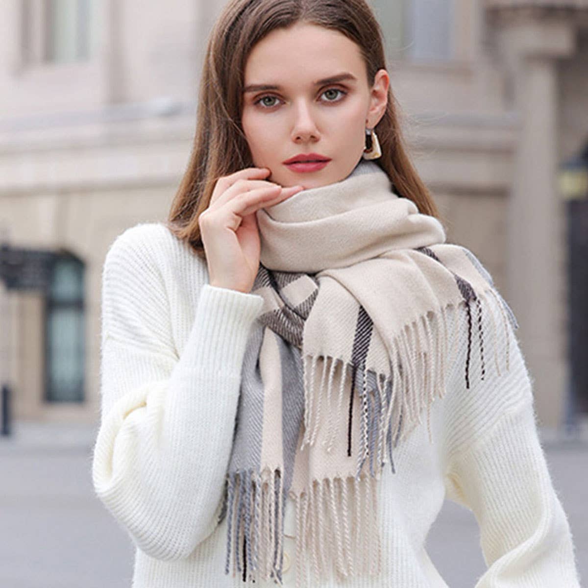 Colorblock Plaid Scarf - Chic Winter Couple Shawl