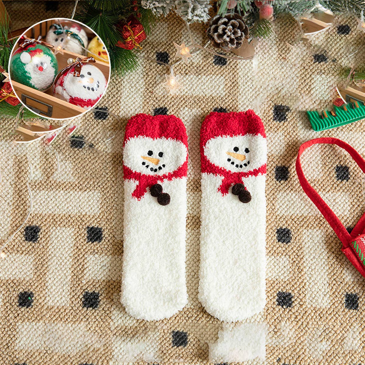 SANTA CLAUS FUZZY CHRISTMAS SOCKS GIFTS FOR WOMEN