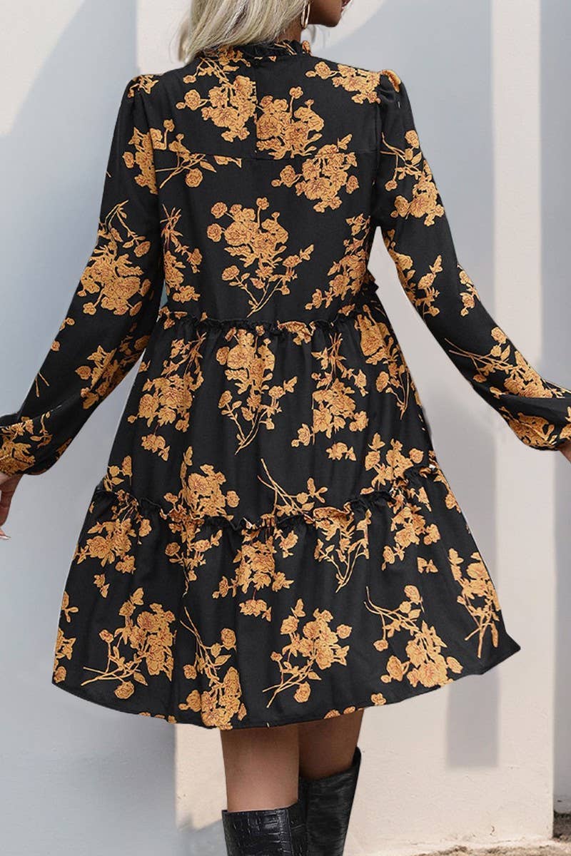 CWDSD5925_LOOSE RETRO PRINT LONG SLEEVE DRESS