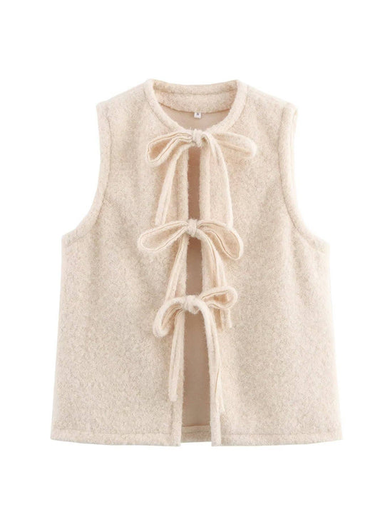 FASHION CASUAL LOOSE LACE-UP SLEEVELESS WAISTCOAT