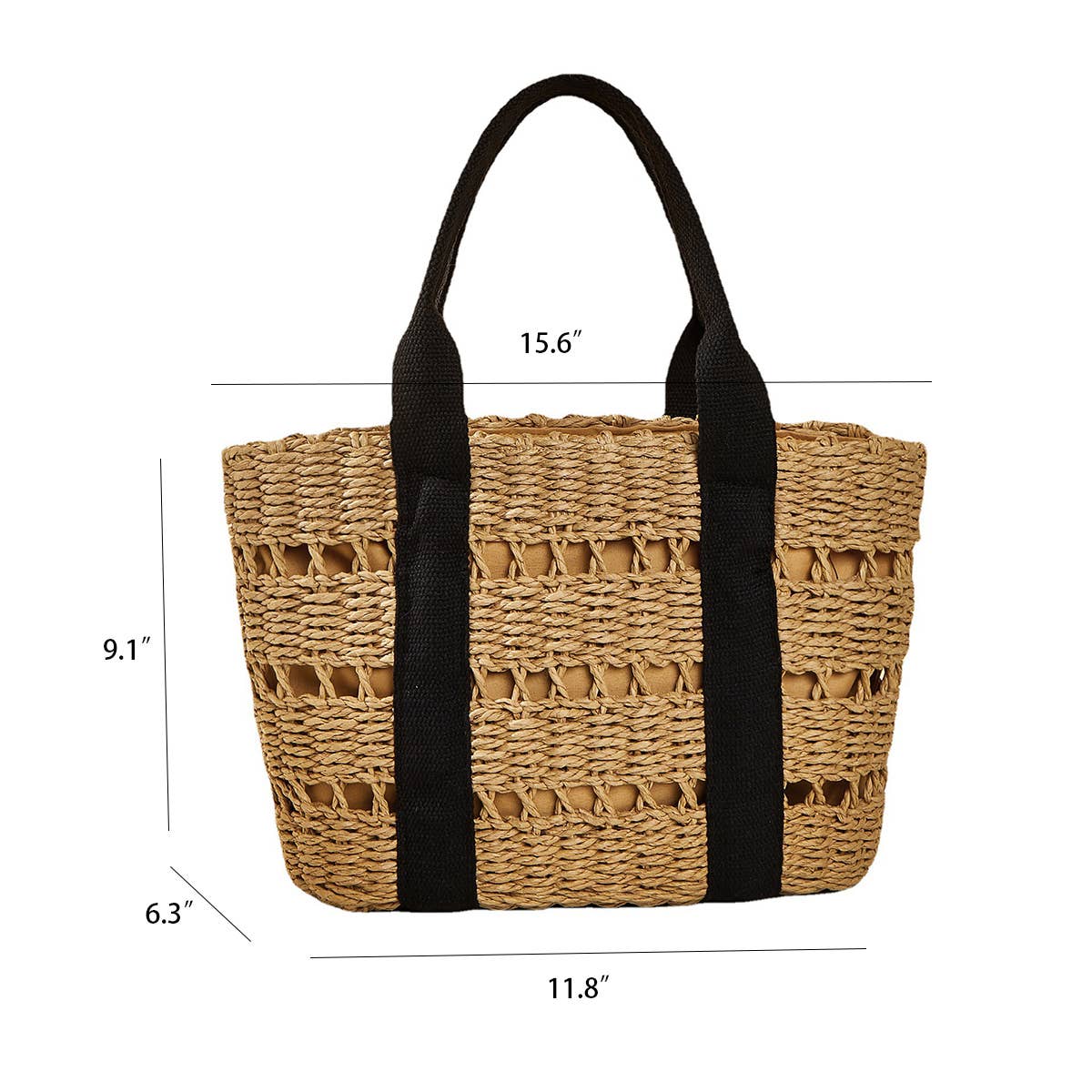 WOMEN CASUAL WOVEN STRAW SQUARE TOTE BAG _CWAB0822