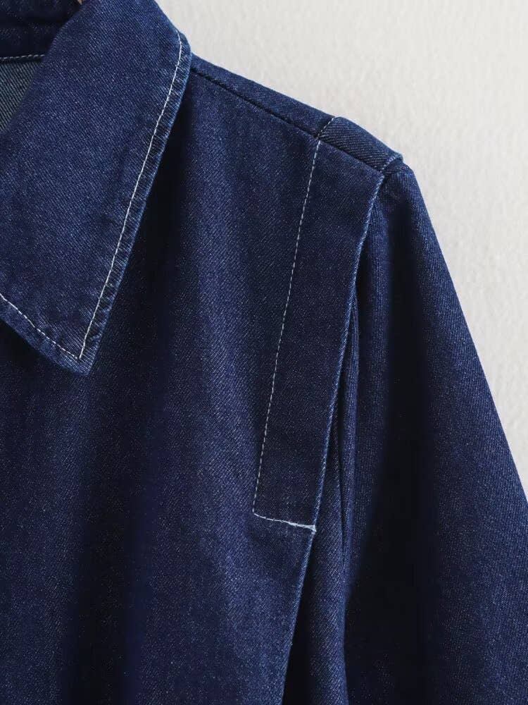 Loose belt top high-waisted trousers set