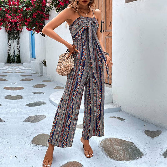 Ethnic style thigh-high jumpsuit