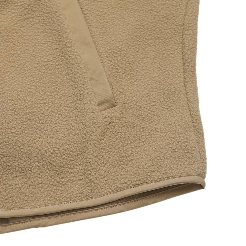 SHORT LOOSE FLEECE LAPEL HORN BUTTON JACKET