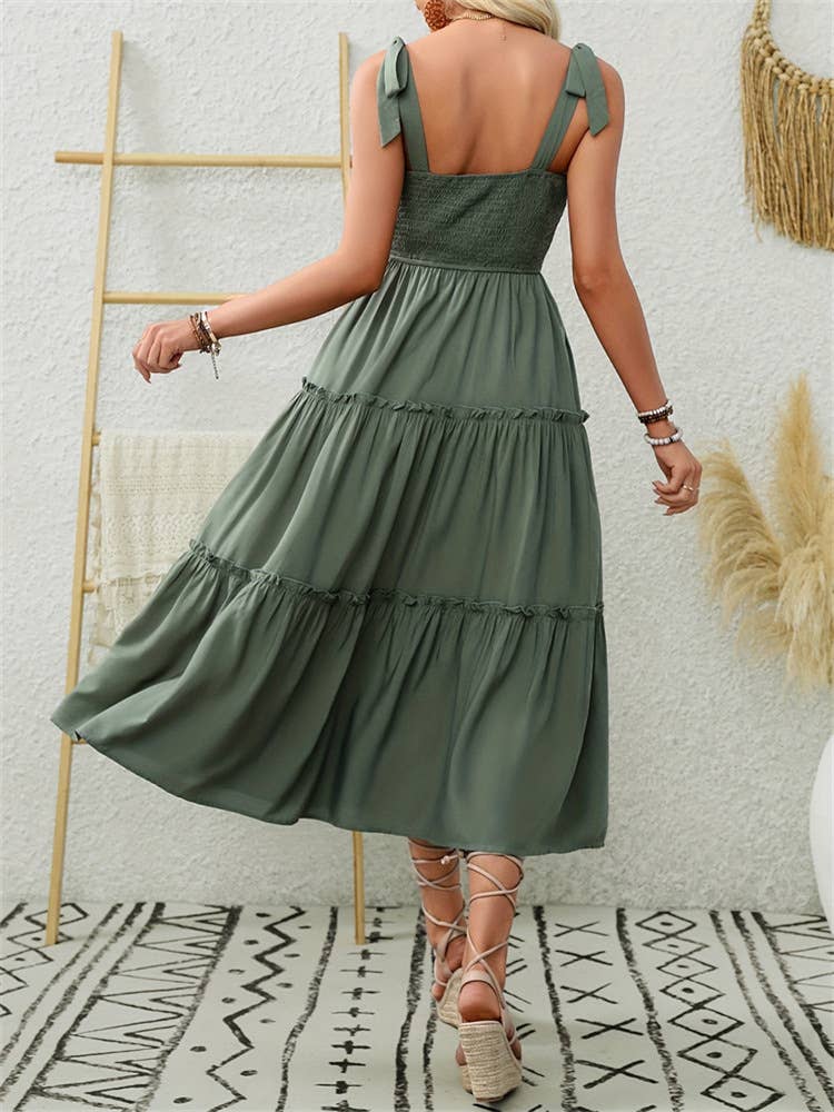 Play patchwork long halter top A-line dress