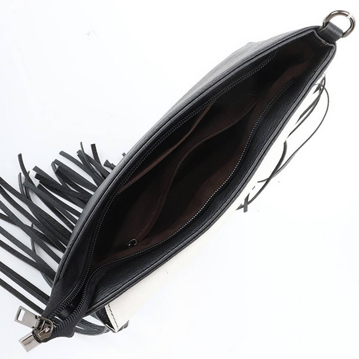 CWAB4565_LEOPARD PRINT TASSEL CHAIN SHOULDER BAG