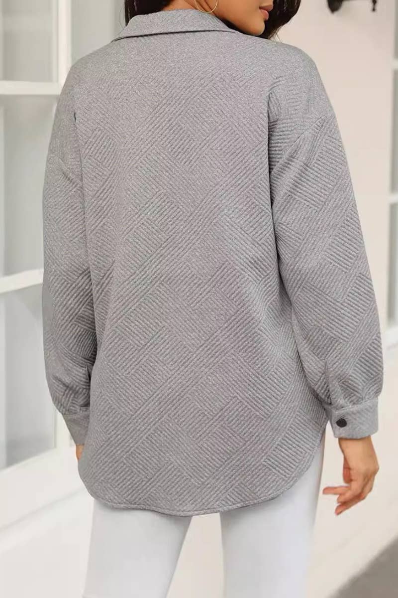 CWOCO1069_CASUAL LONG SLEEVE POCKET SINGLE BREASTED COAT