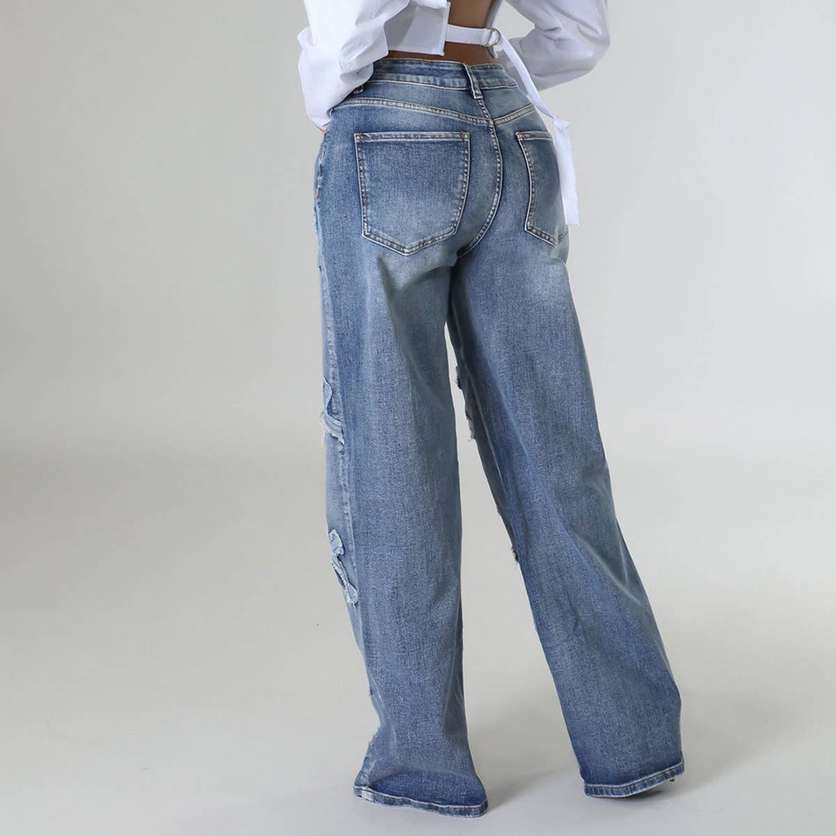 WOMENS VINTAGE WASHED STRAIGHT DENIM PANTS_CWJP0108