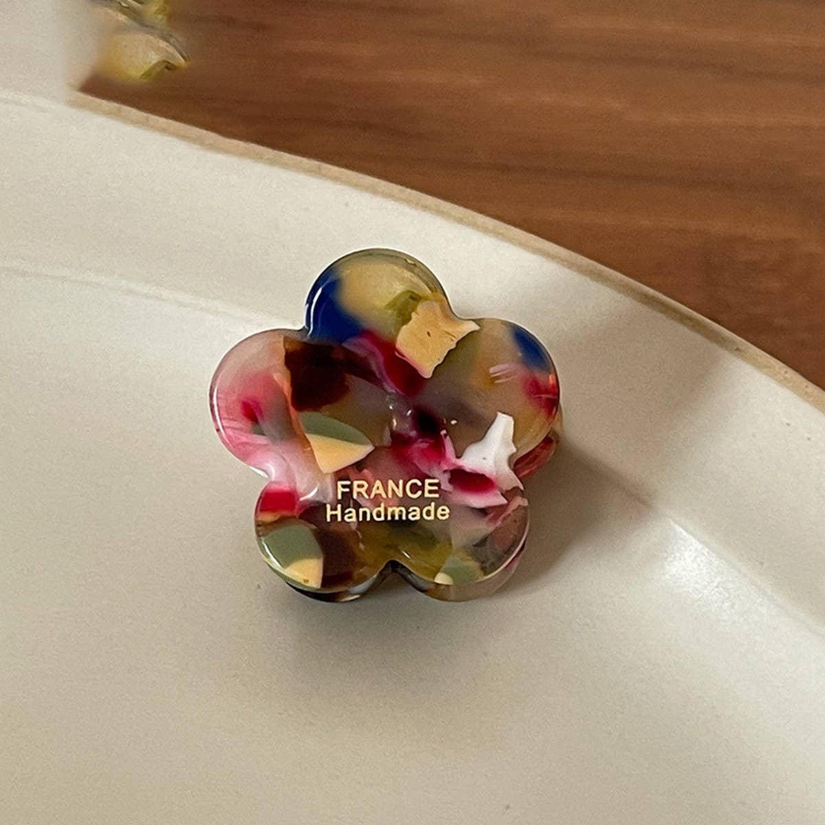 Ink Brown Floral Mini Hair Claw - Retro Bang Clip