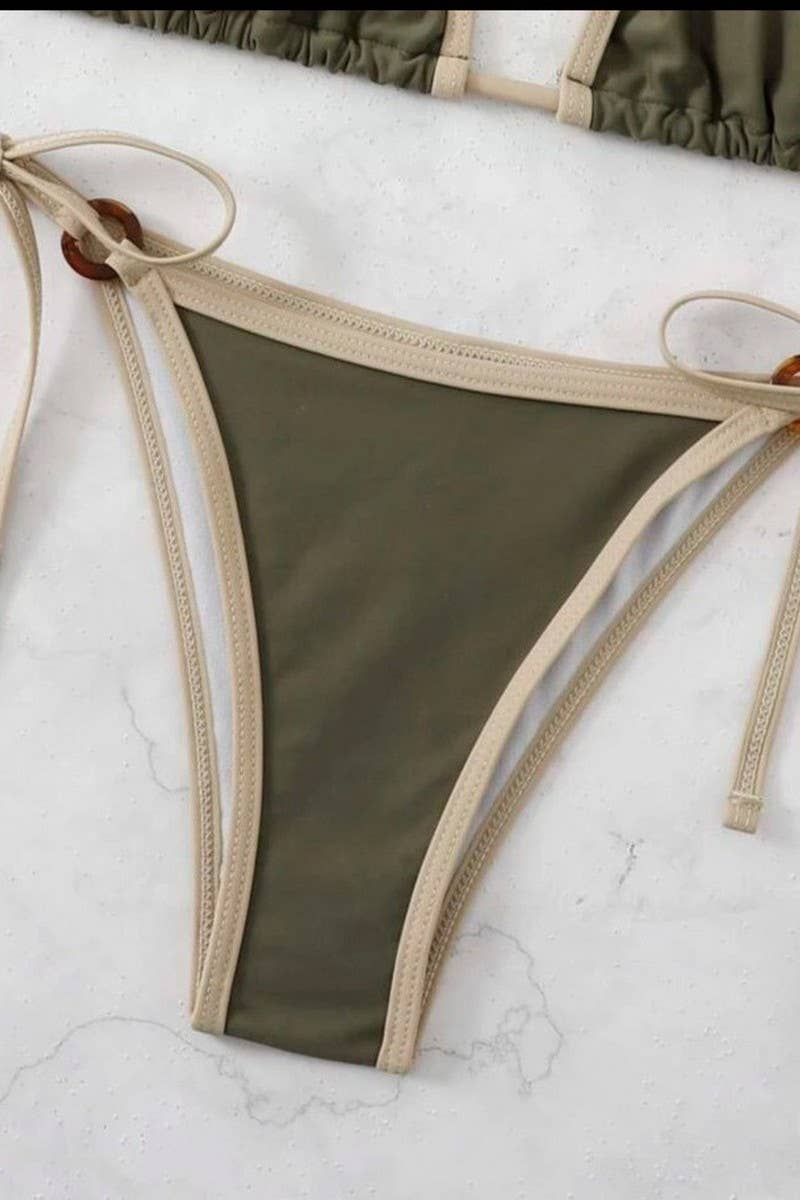 CWMW0896_SOLID COLOR HALTER NECK BIKINI SWIMSUIT