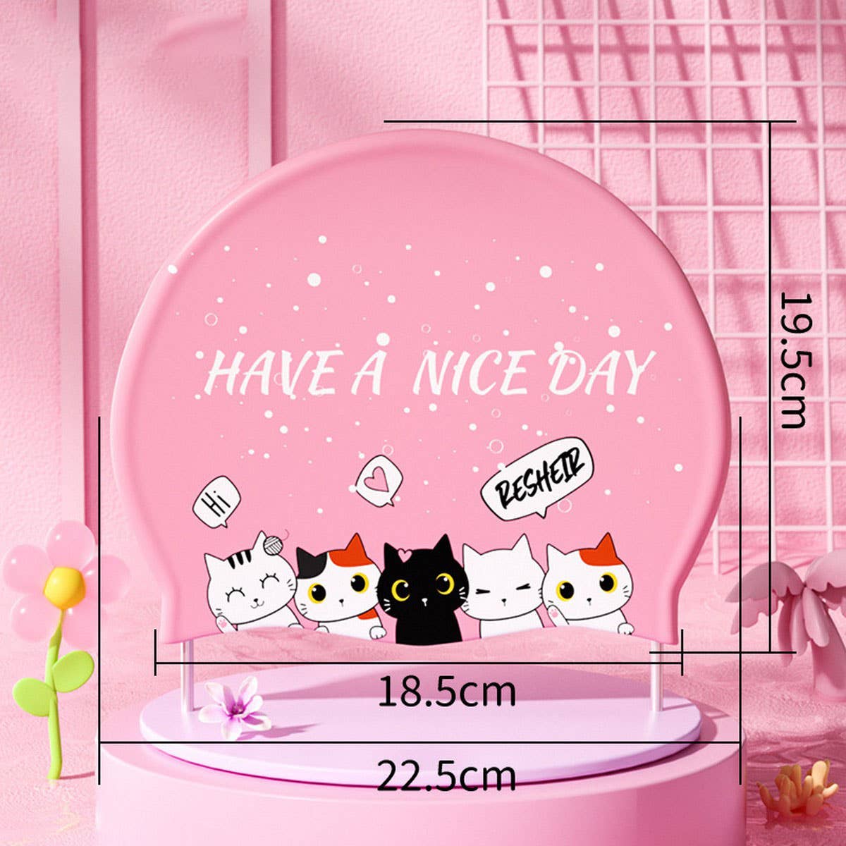 Girls Swim Cap Silicone Waterproof Cute Ear Cover