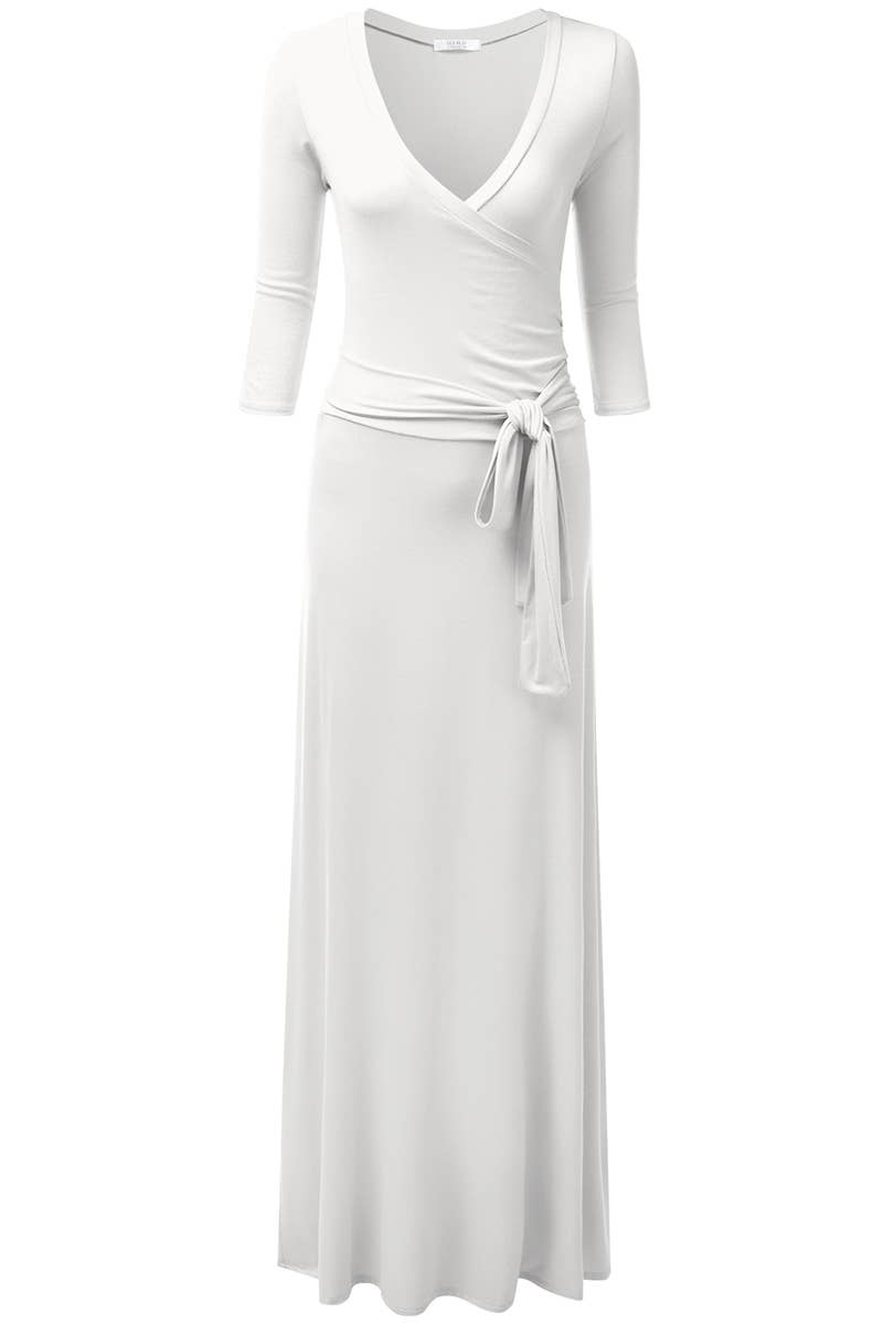 AWDMD283_3/4 Sleeve Knit Long Dress