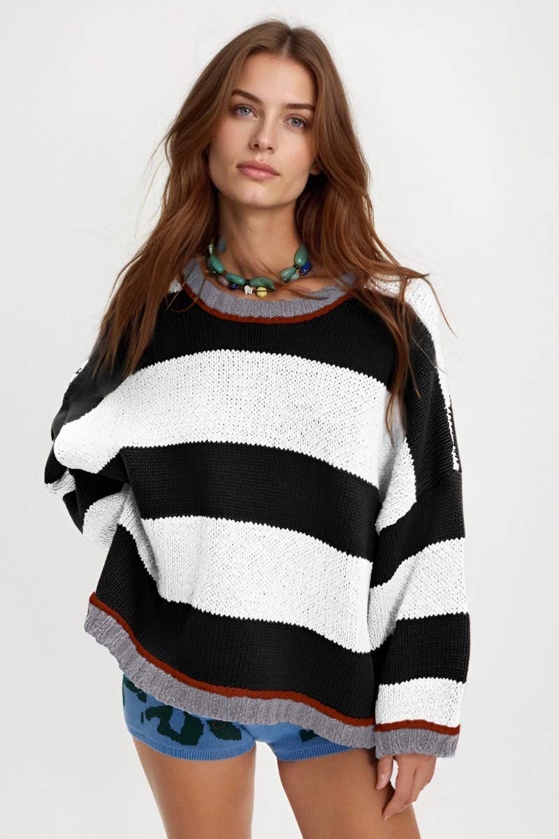 CWOSWL07081_FASHIONABLE KNITTED LOOSE LAZY STYLE SWEATER