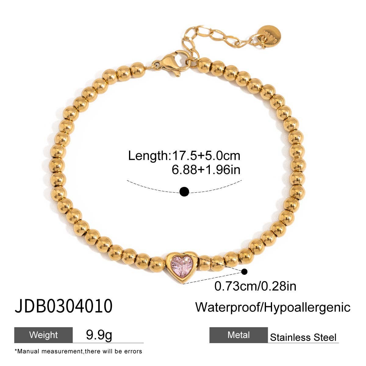 18K Gold Bow Bracelet with Zircon, Sweet Style_CWAJE4698