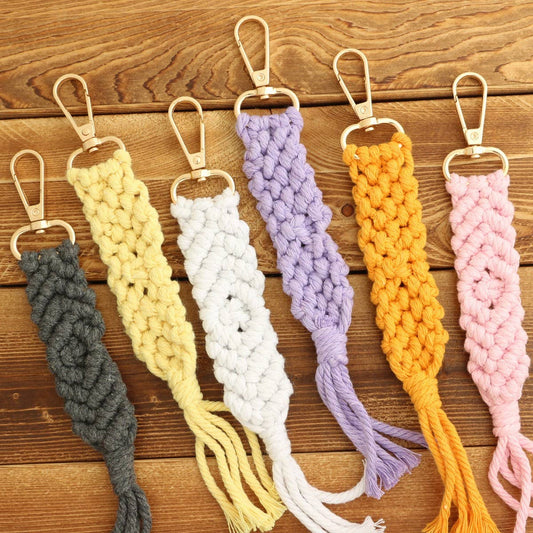 Boho Cotton Tassel Keychain Handmade Woven Charm_CWAB5081