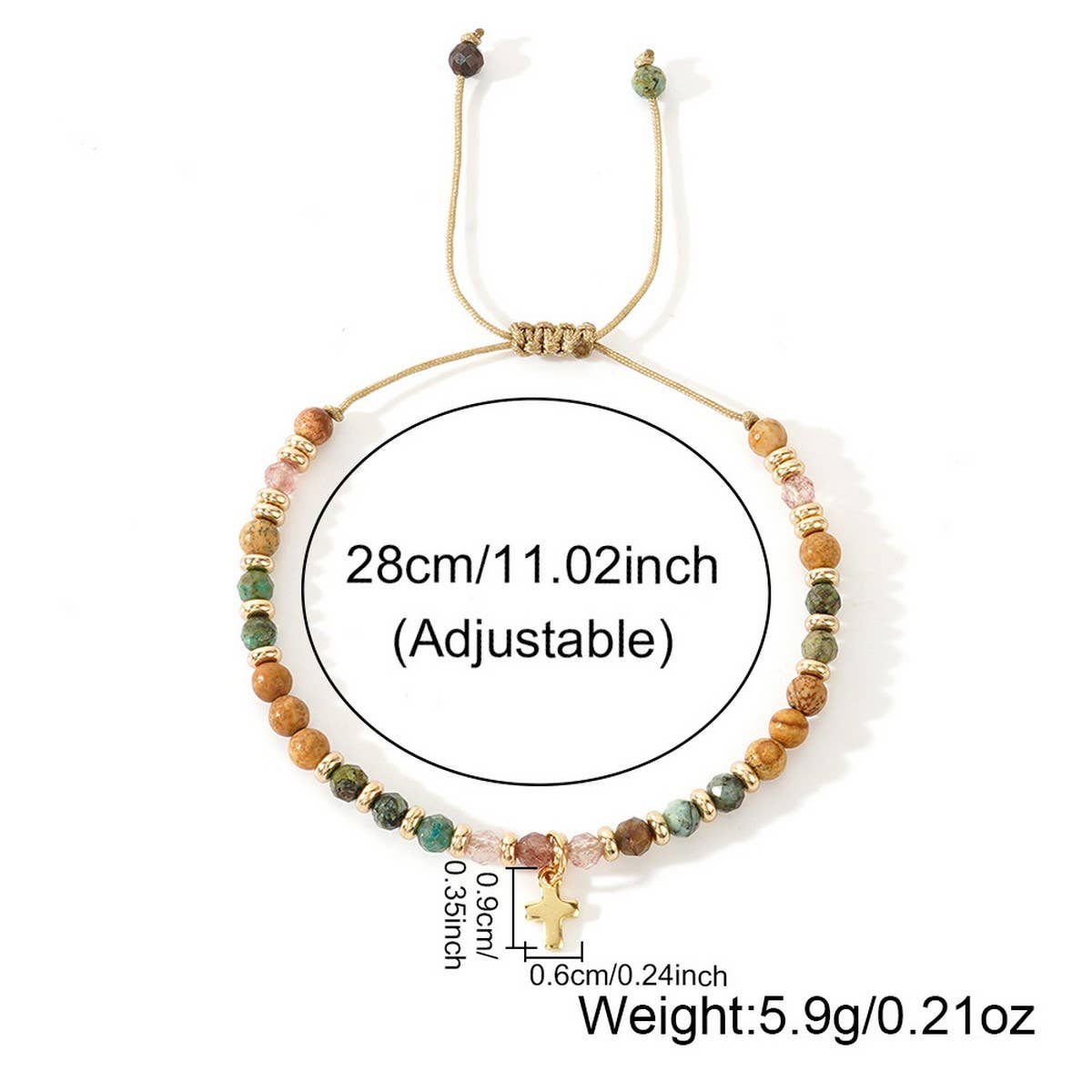 GOTHIC CROSS NATURAL SEMI-PRECIOUS STONE BRACELET_CWAB4626