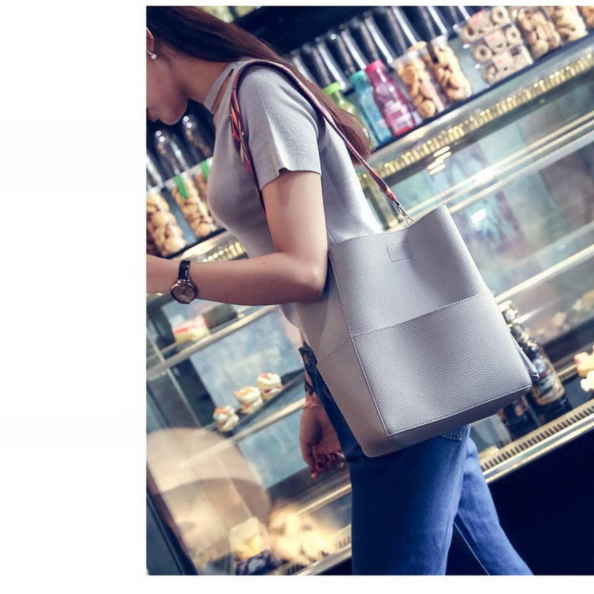 LITCHI PATTERNED LARGE CAPACITY HANDBAG_CWAB1383