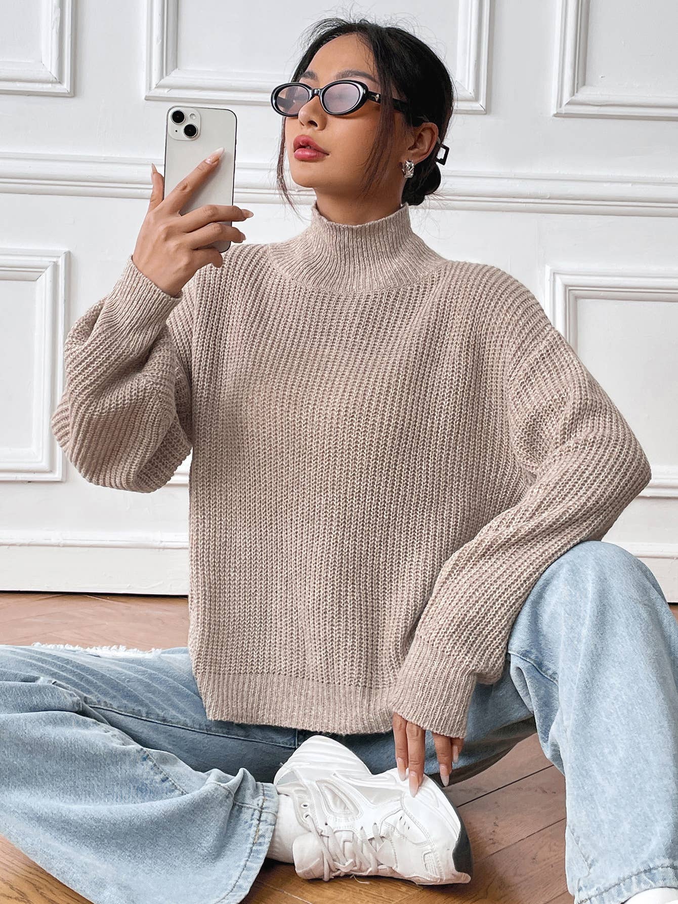 TURTLENECK PULLOVER WITH FLORAL FALL/WINTER BASE