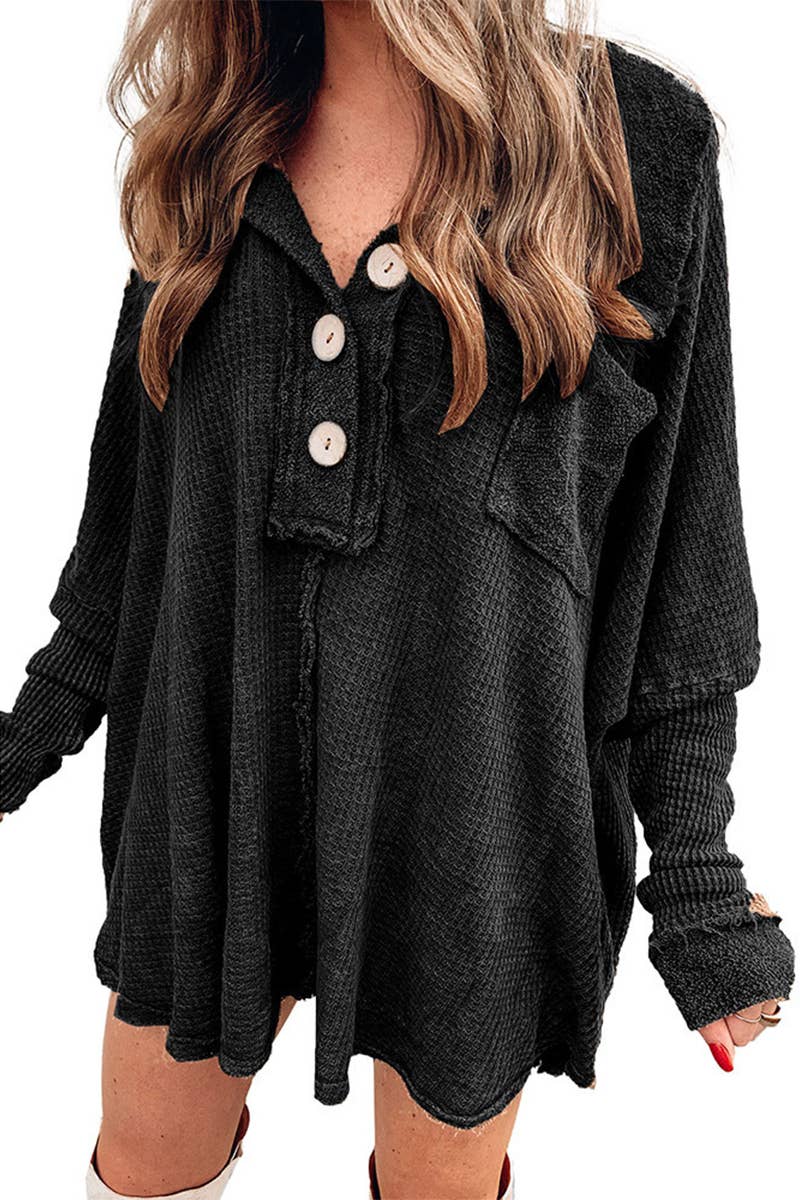 WOMEN'S LONG PULLOVER T-SHIRT WITH LOOSE LAPELS