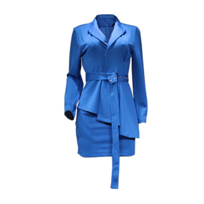 SOLID COLOR PROFESSIONAL SUIT SKIRT TWO-PIECE SET