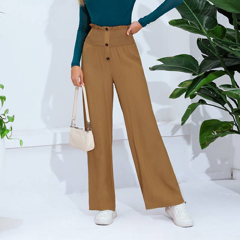 HIGH WAIST SINGLE BREASTED STRAIGHT LEG PANTS