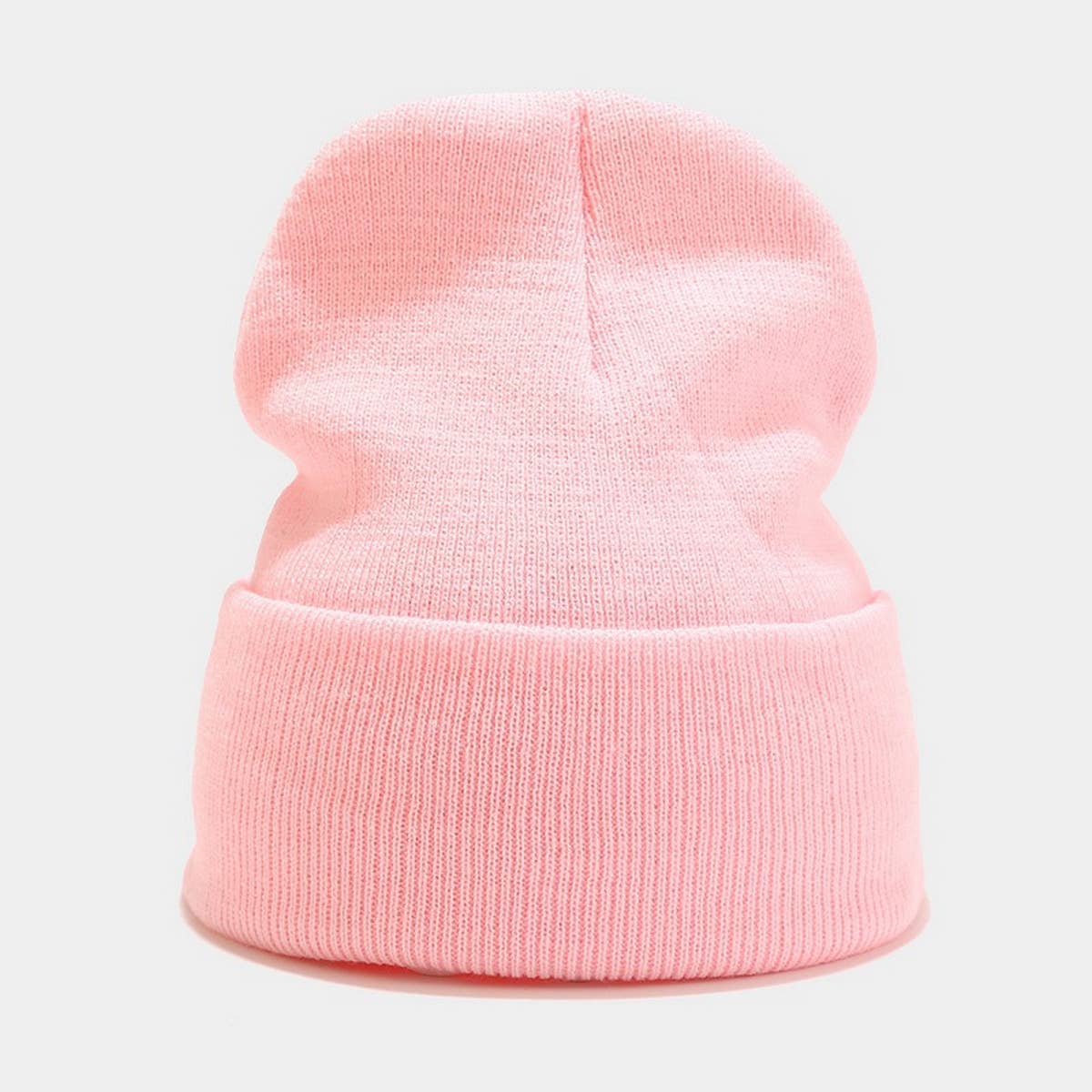 SOLID COLOR KNITTED HAT WITH CUFFS_CWAH1578