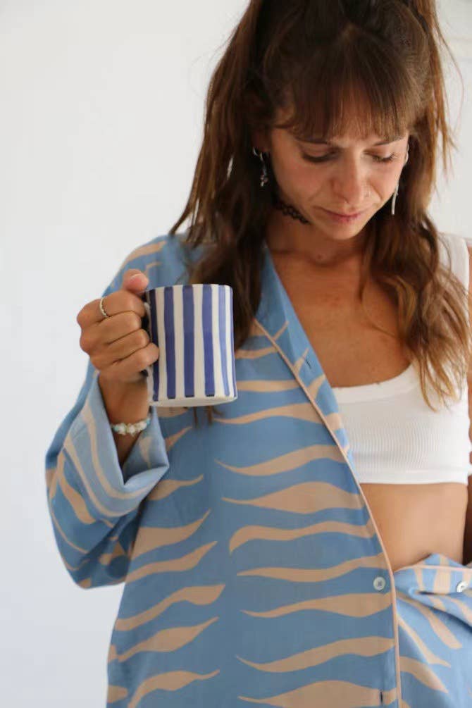 Lapel single-breasted tropical print home set