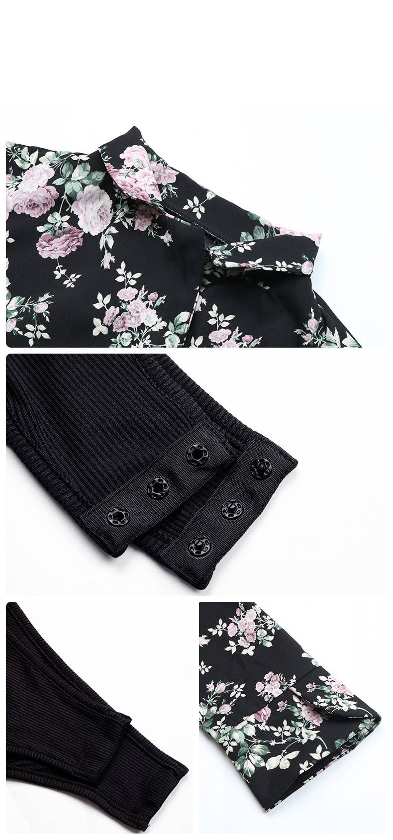 Patchwork V-neck one-piece floral jumpsuit