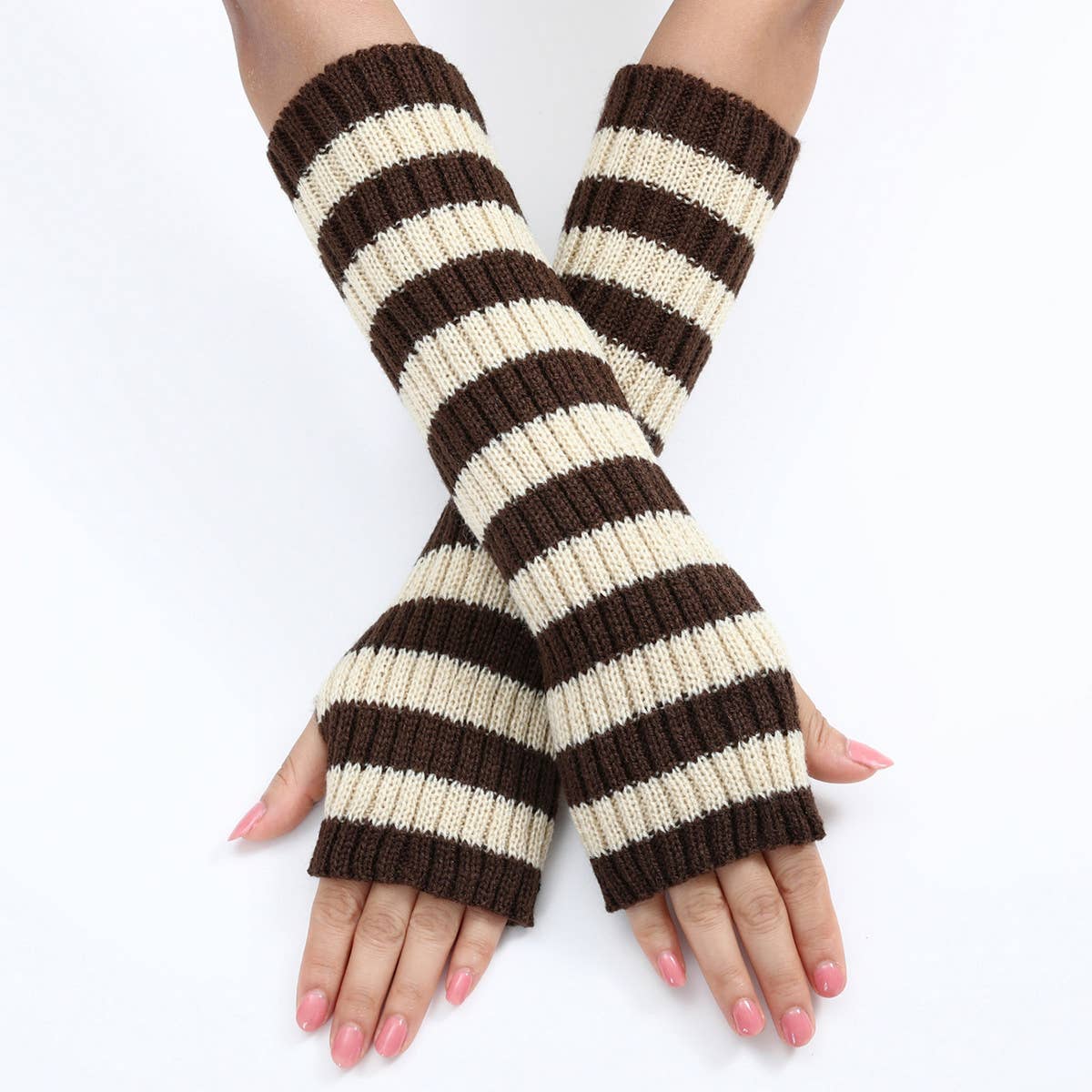 WARM COLOR-BLOCK STRIPED WOOL GLOVES_CWAG0094