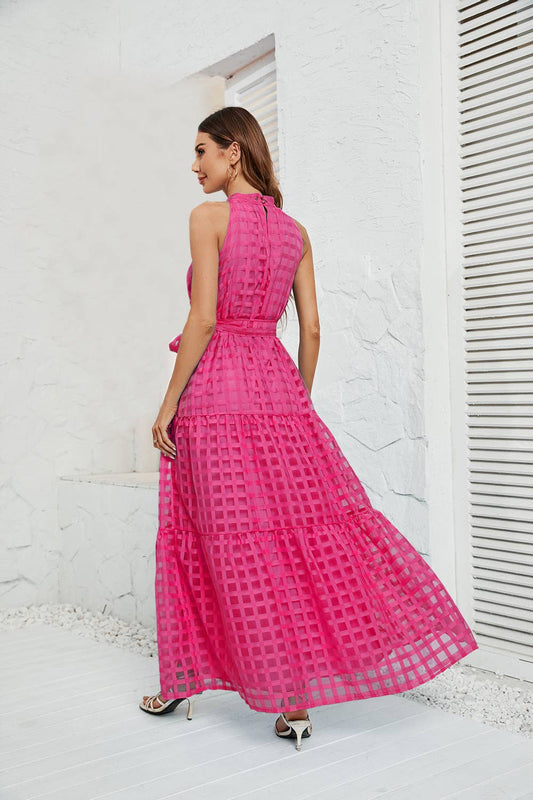 NECKLINE PEPLUM LONG DRESS