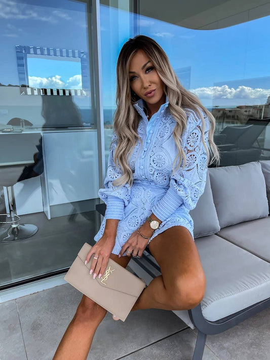 SINGLE BREASTED STAND COLLAR LACE SHORTS SUIT