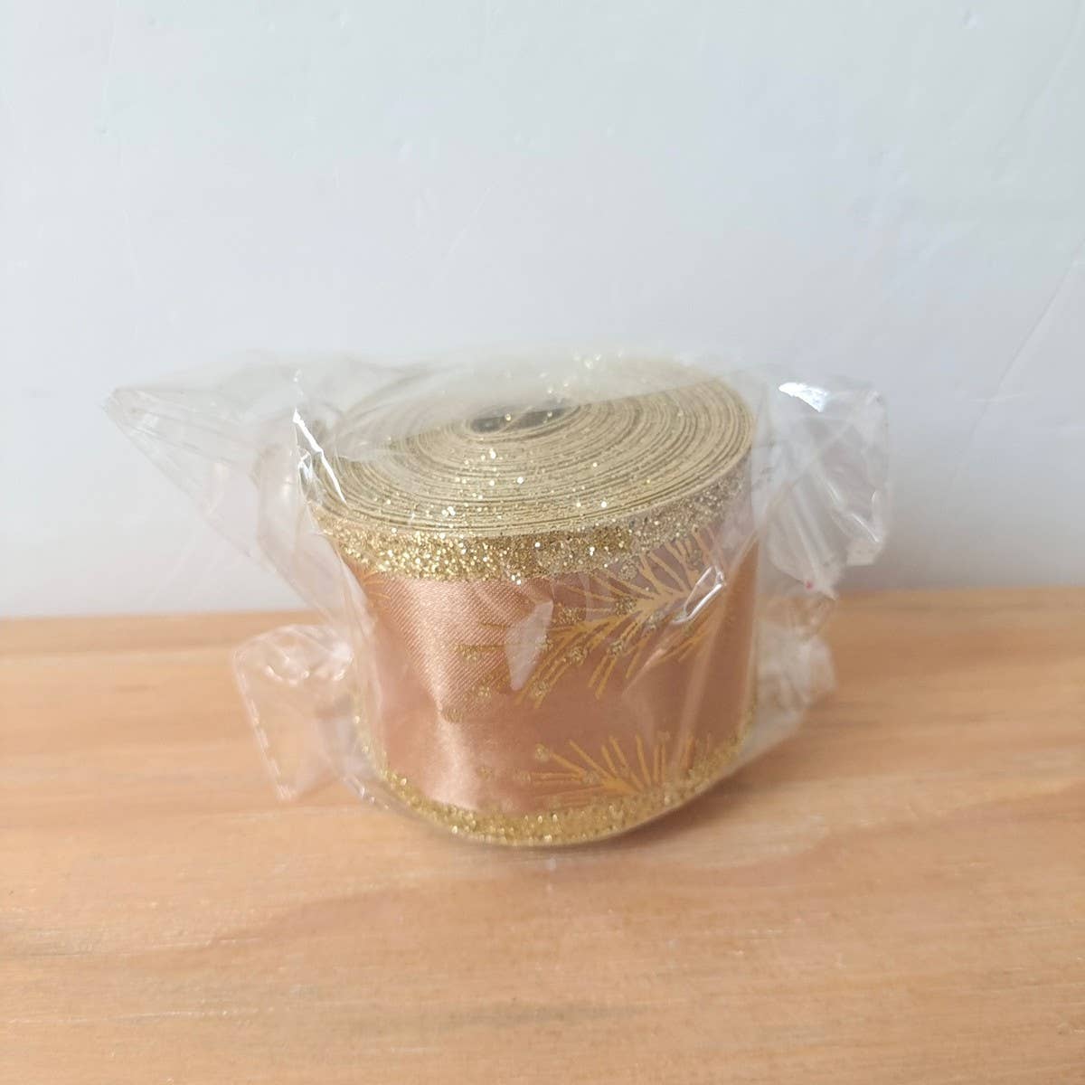 CWMM10201_CHRISTMAS GLITTER RIBBON GOLD GIFT WRAP BOW CRAFT