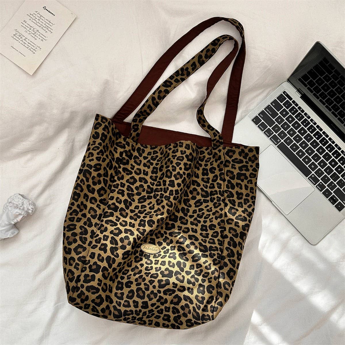 CWAB3898_LEOPARD PRINT SHOULDER UNDERARM CANVAS BAG