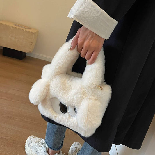WINTER CUTE CARTOON SMALL SQUARE HANDBAG PLUSH BAG_CWAB3985