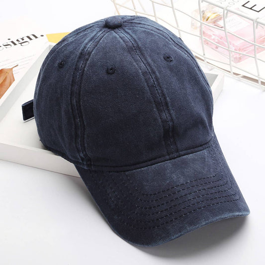 Washed Distressed Plain Cotton Baseball Cap_CWAH1854