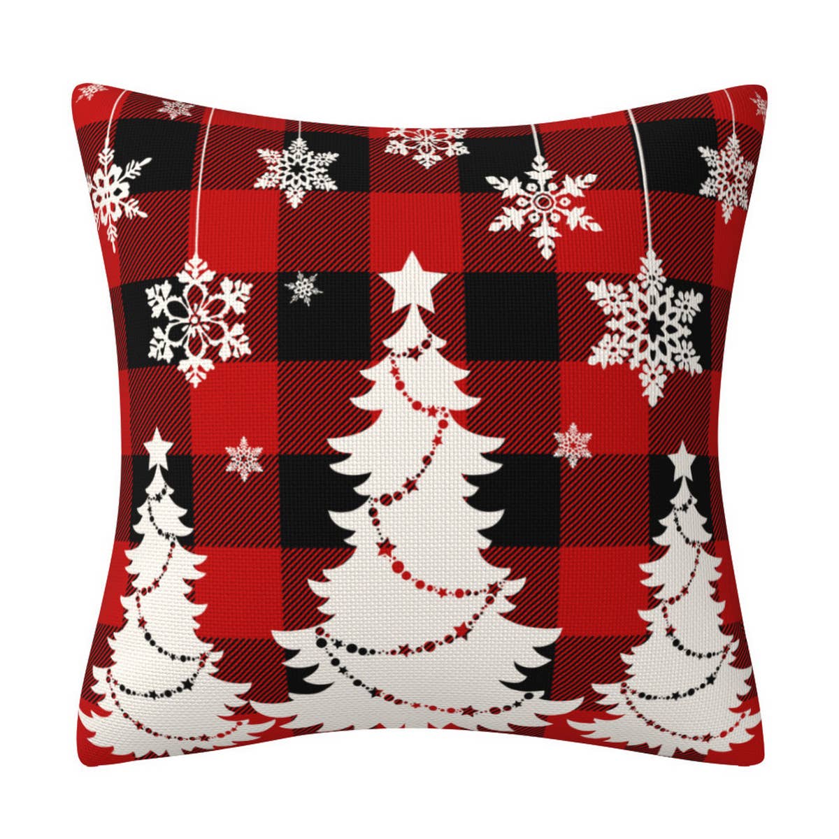 CHRISTMAS FESTIVE RED PLAID SNOWMAN PILLOWCASE