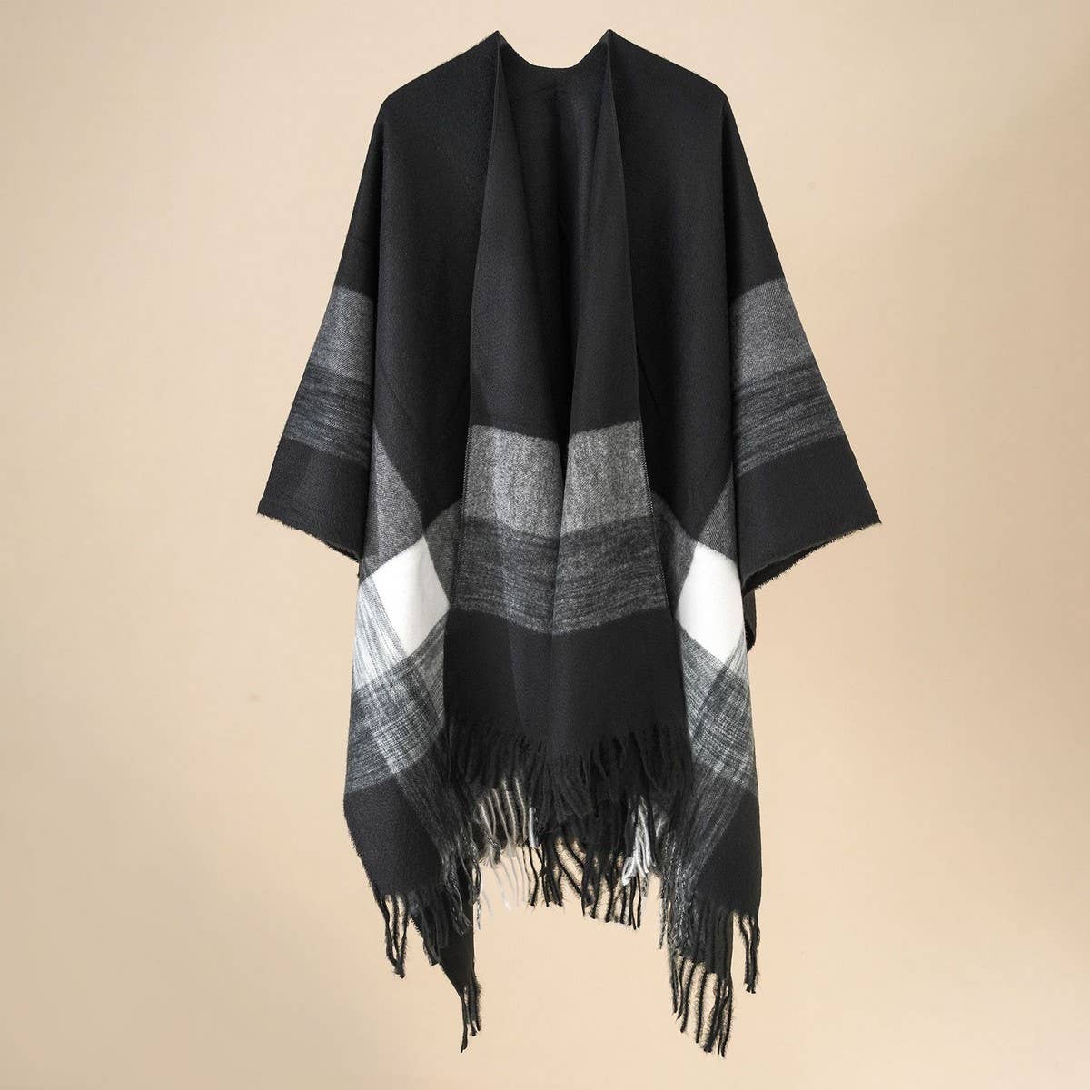 FASHIONABLE WARM STRIPED COLOR MATCHING SHAWL